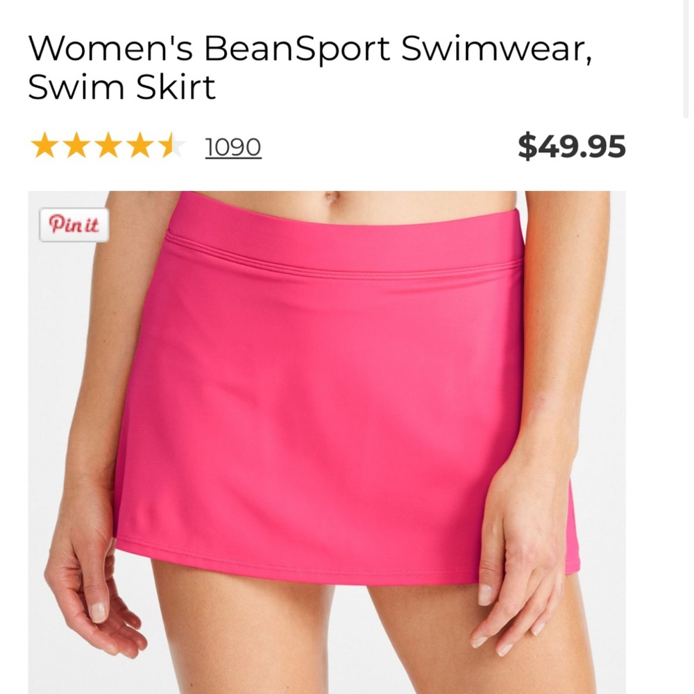NWT L.L. bean pink swim skirt